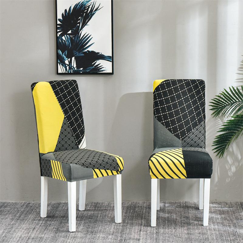 Bedruckter Stuhlbezug Mehrfarbiges Geometrisches Muster Fleckenabweisender Stuhlbezug Hotel Zuhause Universal Enganliegend Esszimmer Schutz