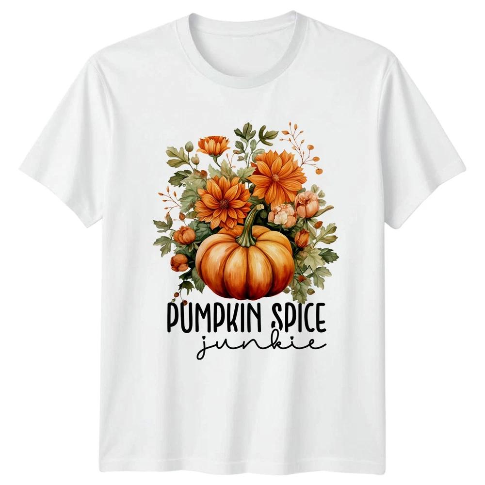 Pumpkin Spice Junkie Unisexs TShirt Floral Pumpkin Fall Fall Gift For Her S