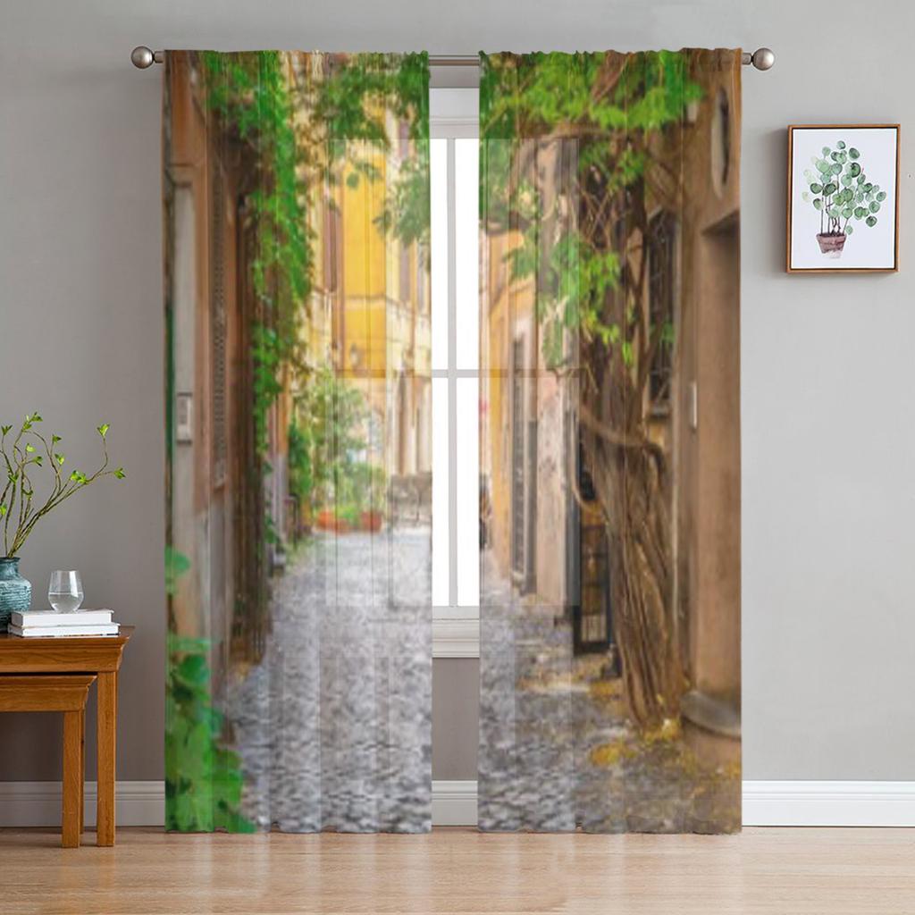Youth Bedroom Sheer Curtains Abstract Blue Marble Texture Kitchen Study Curtains Living Room Holiday Decor Tulle Curtains