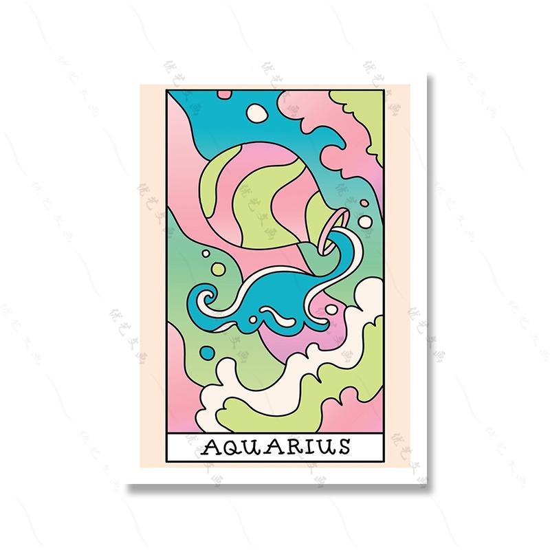 

Красочные абстрактные знаки зодиака искусство холст картина печать мультфильм плакат картина весы лев астрология фреска детская комната домашний декор 21x30cm No Framed