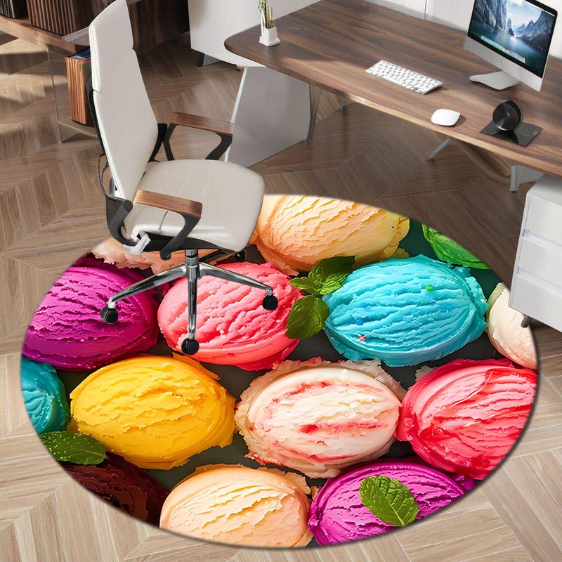 1Pc food theme Printed circular carpet, home door mat, outdoor travel protection carpet A5