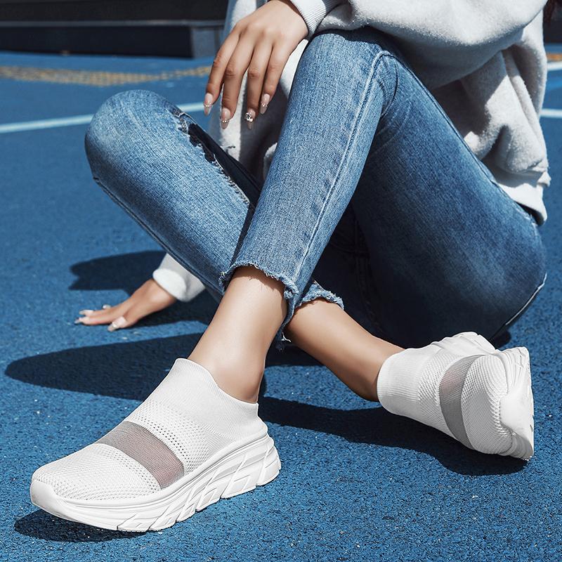 Women's Sandals Backless Walking Sneakers Summer Couple Slip On Mule Socks Shoes Closed Toe Slippers Men Clogs Over Sized