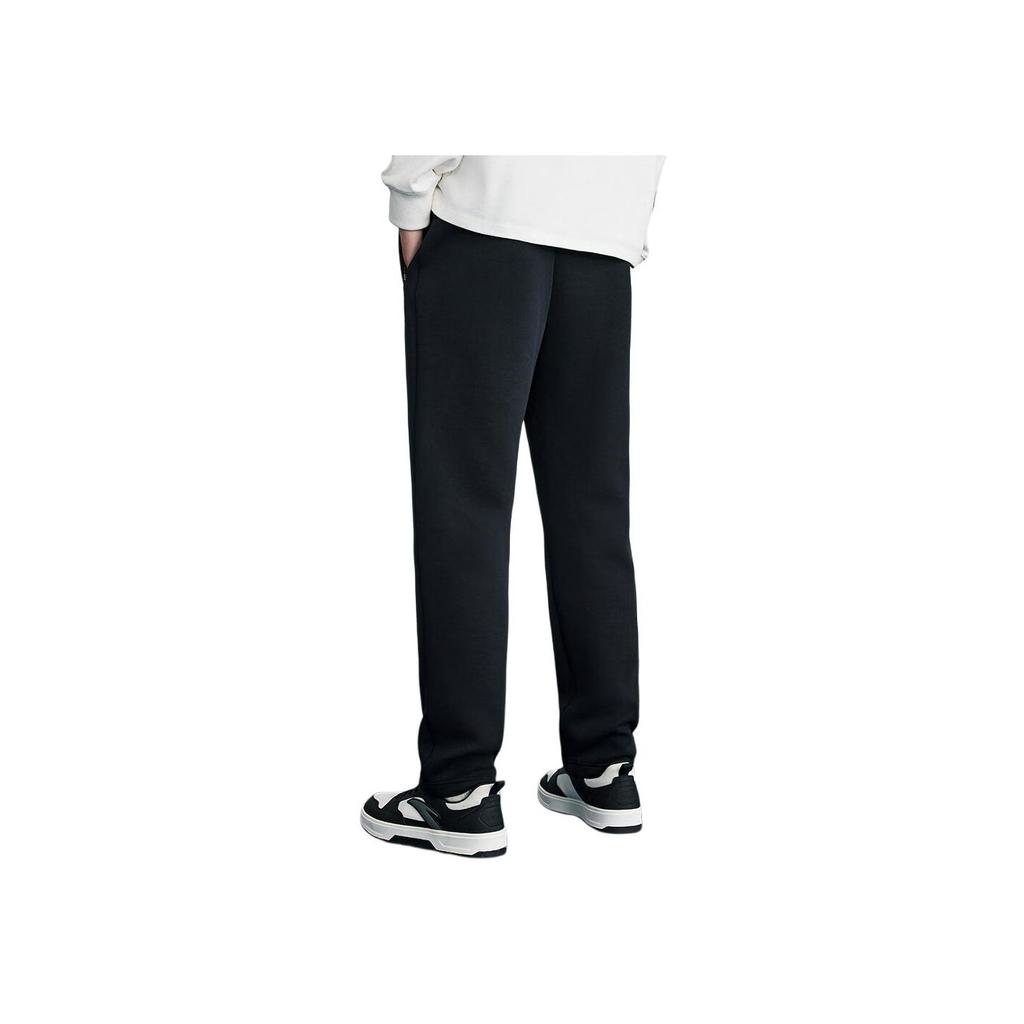 Anta Basketball Series Solid Color Mid Waist Straight Loose Casual Pants Men Bottoms Black 152411335-1