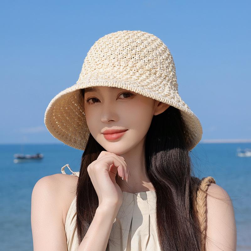 Summer sunscreen hat women's outdoor leisure bucket hat showing face small sunshade bucket hat travel versatile breathable basin hat