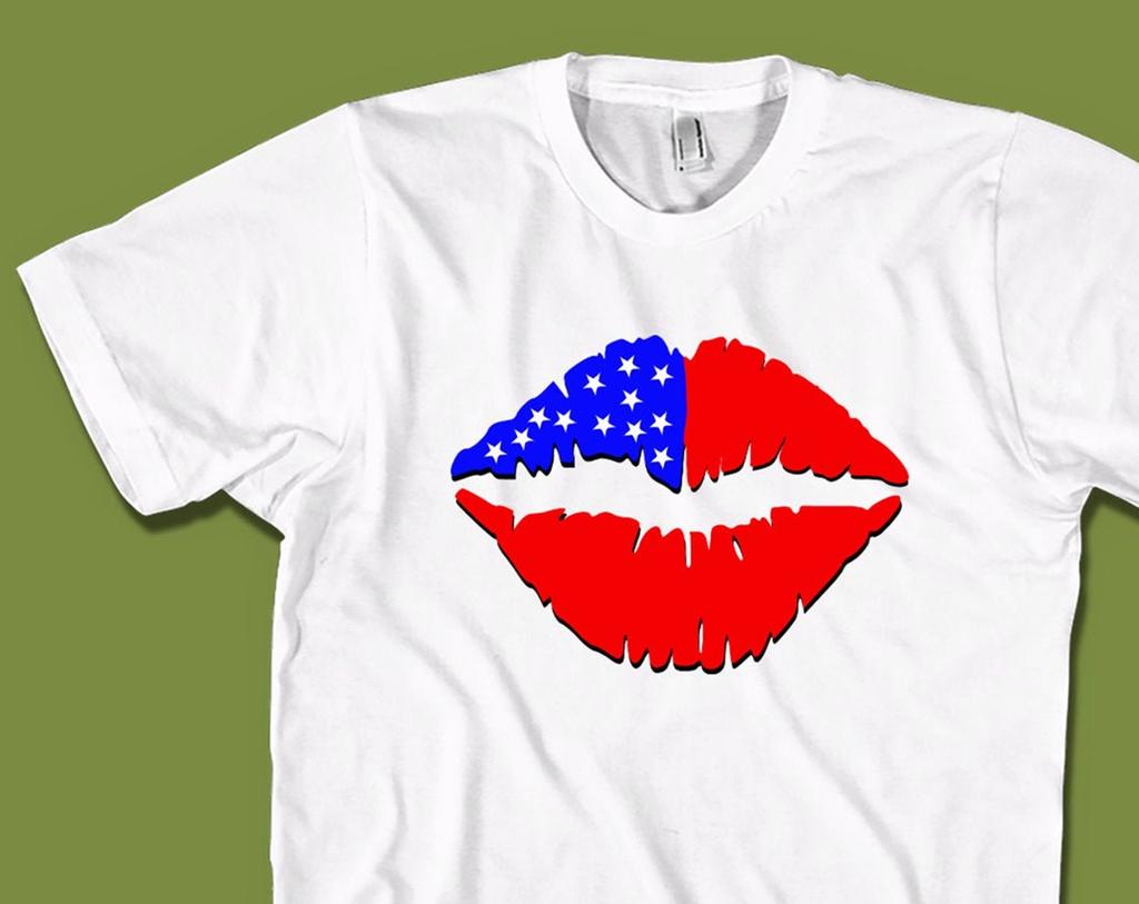 USA Flag Lips Shirt: 4th of July Americana Tee