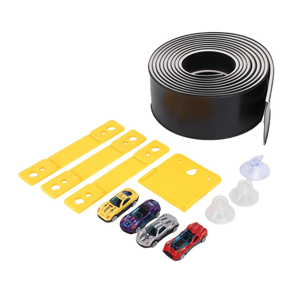 ible Race Car Track Rolls Up Portable   Track Racetrack Toy with 4 Cars for 3 To 10 Years Old Boys