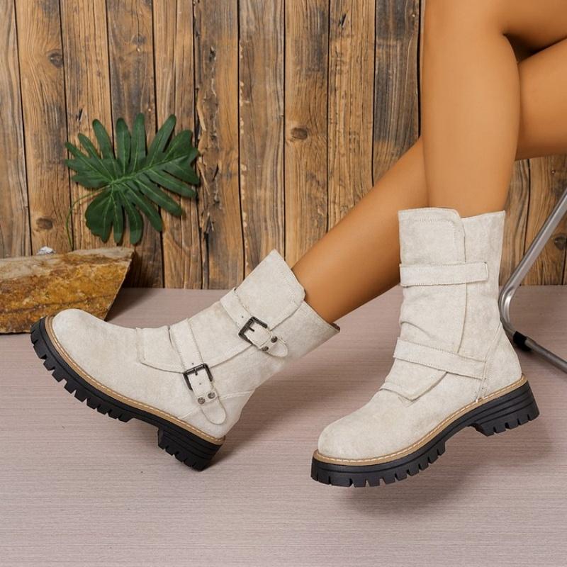 Fashionable New Suede Sexy Plus Size Horse Boots Winter Round Toe Comfortable Thick Sole Non Slip Casual Short Boots for Women