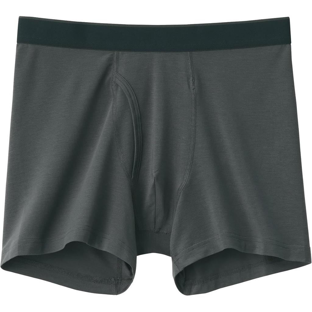 MUJI Smooth Boxer Dark Size XL Men's Open-Front Shorts, FAG38A5A, Gray,