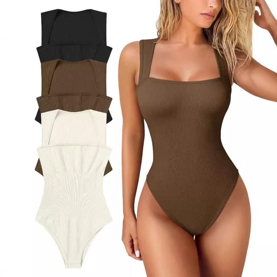 New women's sexy sleeveless onesie slimming high elastic belly lift hip slim jumpsuit
