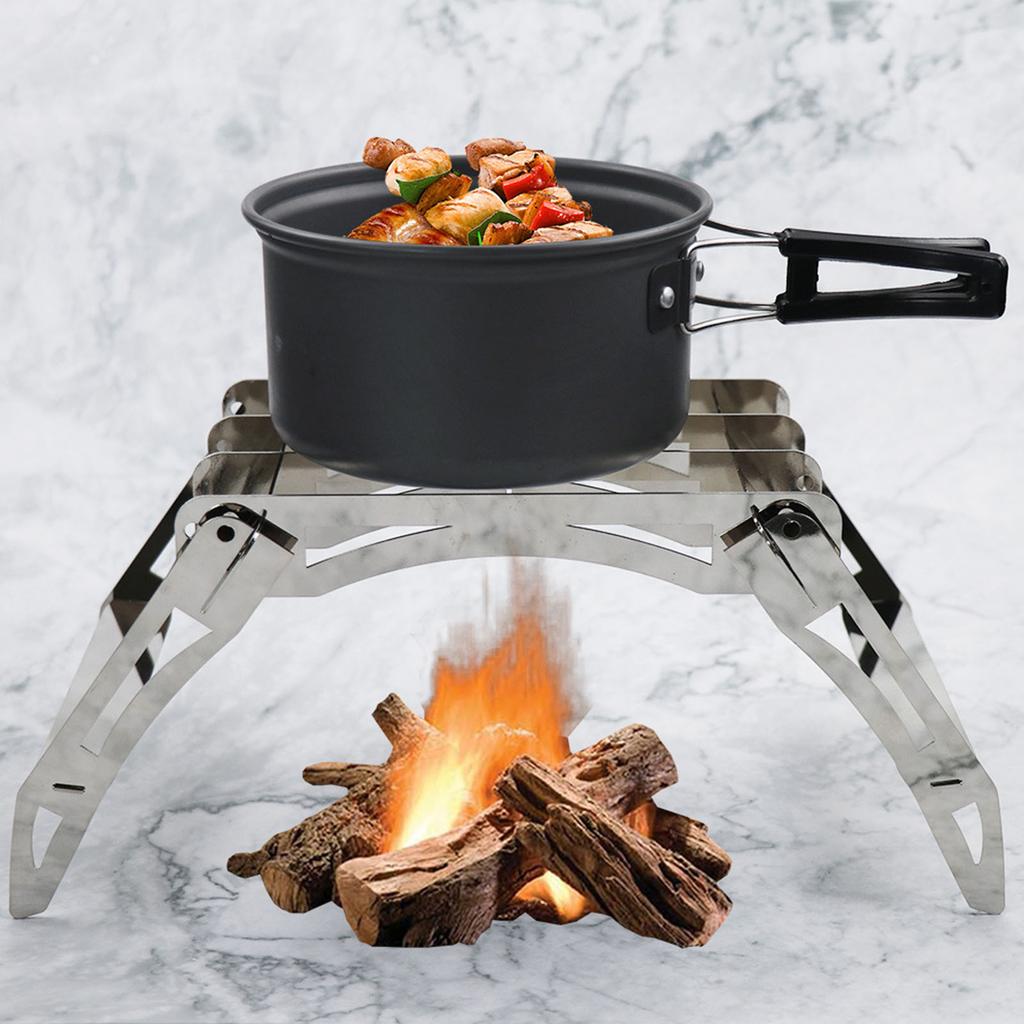 Camping Cooking Rack Stainless Steel High Hardness Foldable Portable Outdoor Folding Stove Stand for Hiking