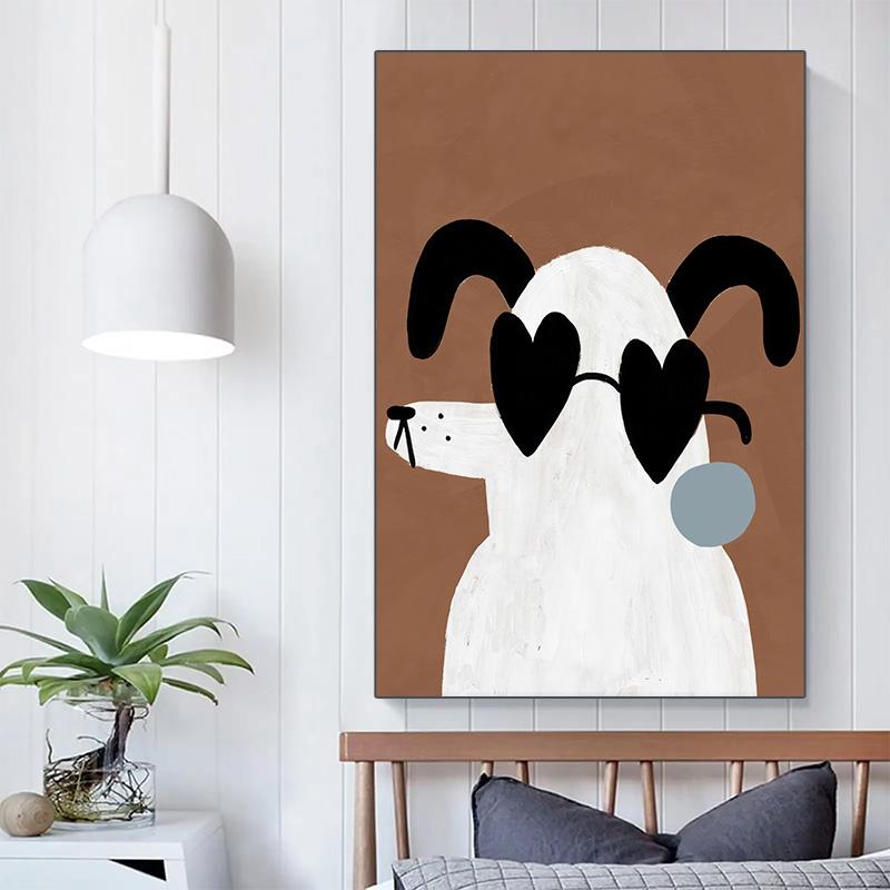 Animal Poster Dog Rabbit Bear Leopard Flower Decoration Wall Art Canvas Suitable for Baby Room Bedroom