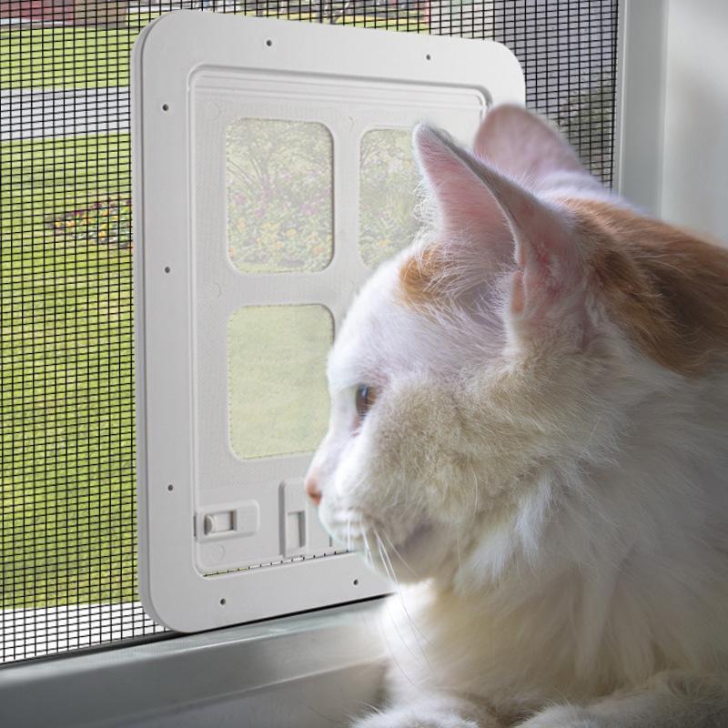 Automatic Pet Dog Home Screen Door Lockable Sliding Screen Door Magnetic with Magnetic Flap Car Doors 4 Ways Lockable Pet Gate