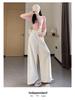 Women's Spring/Summer 2026 Sweet Ruffle Lace Wide-Leg Pants - Elastic Waist, Slimming, Soft, and Smooth Casual Wear