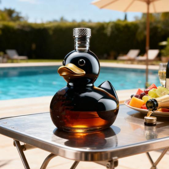 Skleněná láhev na kachní whisky Zvířecí karafa Zábavná láhev na víno ve tvaru kachny Objem 100 ml Umělecká karafa Dekorace pro bar Domov Kancelář