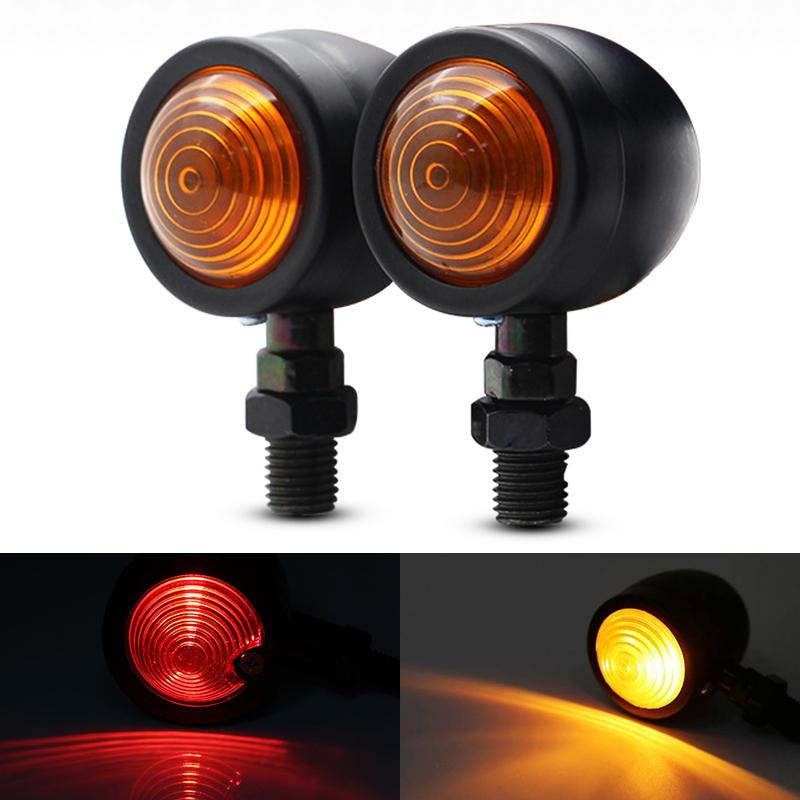 2ks Motocyklová směrová světla Indikátorové světlo Retro Bullet Blikače LED 12V Lampa Chromová Černá Brzdová Běžící světla Příslušenství