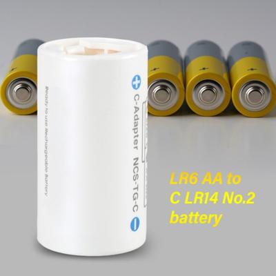 LR6 AA auf LR14 C Batterieadaptergehäuse LR6 auf LR14 Zellenkonvertierungsbatteriehalter AA auf C Batterie-Abstandshalter-Konvertergehäuse