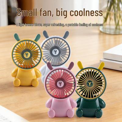 Portable USB Rechargeable Cartoon Desktop Fan for Students - High Wind Power & Customizable Gift