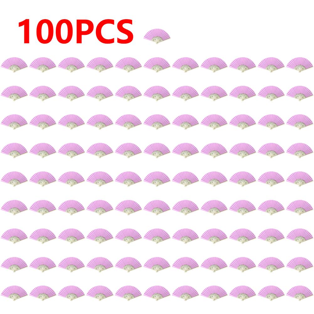 White Purple Foldable Paper Fan Portable Chinese Bamboo Fan Wedding Gifts For Guest Birthday Party Decoration Kids Painting
