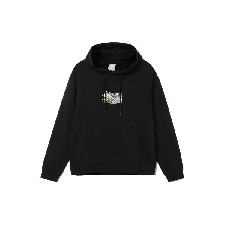 Li Ning Sports Fashion Collection Sweatshirts Unisex Black Hooded Moderate Regular AWDR471-3