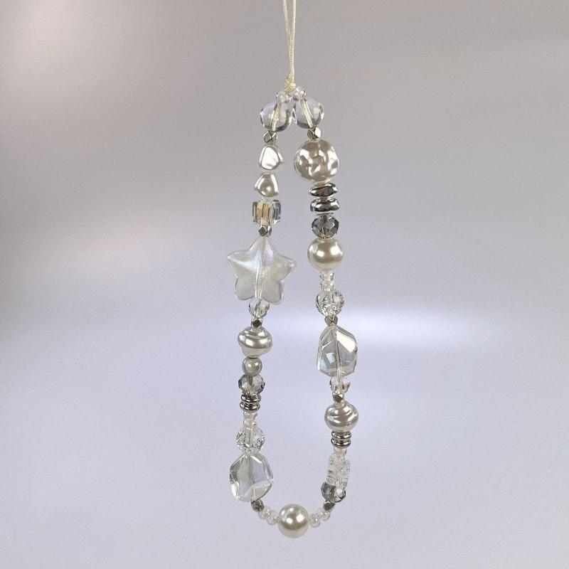Elegant Acrylic Beaded Keychain Pendant Mobile Phone Chain Straps Fashion Cellphone Rope Women Telephone Lanyard Jewelry