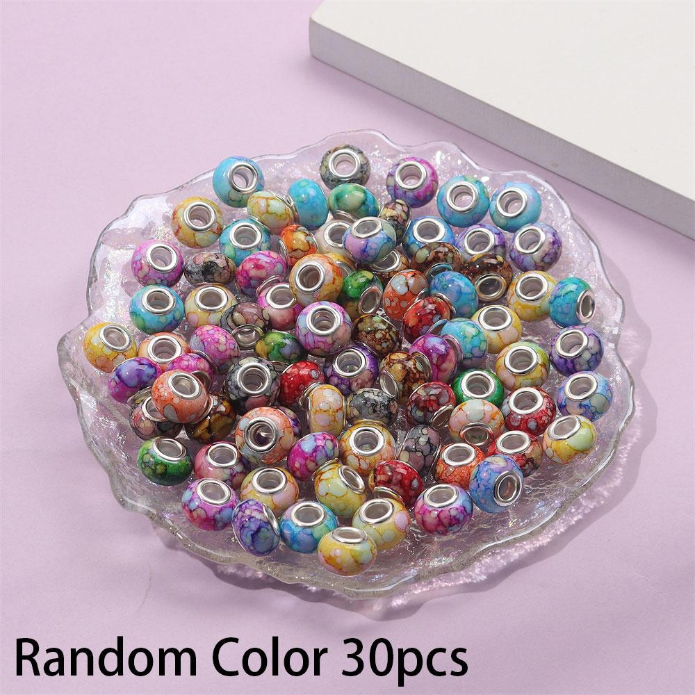 

30/50/100 шт. Большие отверстия европейских цветных смоляных бусин Европейский кулон браслет ожерелье DIY браслет ожерелье ручка изготовление ювелирных изделий 30pcs