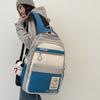 Female Schoolbag Block Color Male Student Large Capacity Backpack