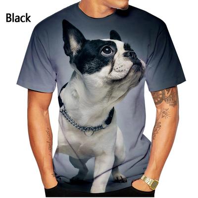 Summer Round Neck 3D Animal Dog Printed Top Fashionable Casual Short Sleeved Men's T-shirts