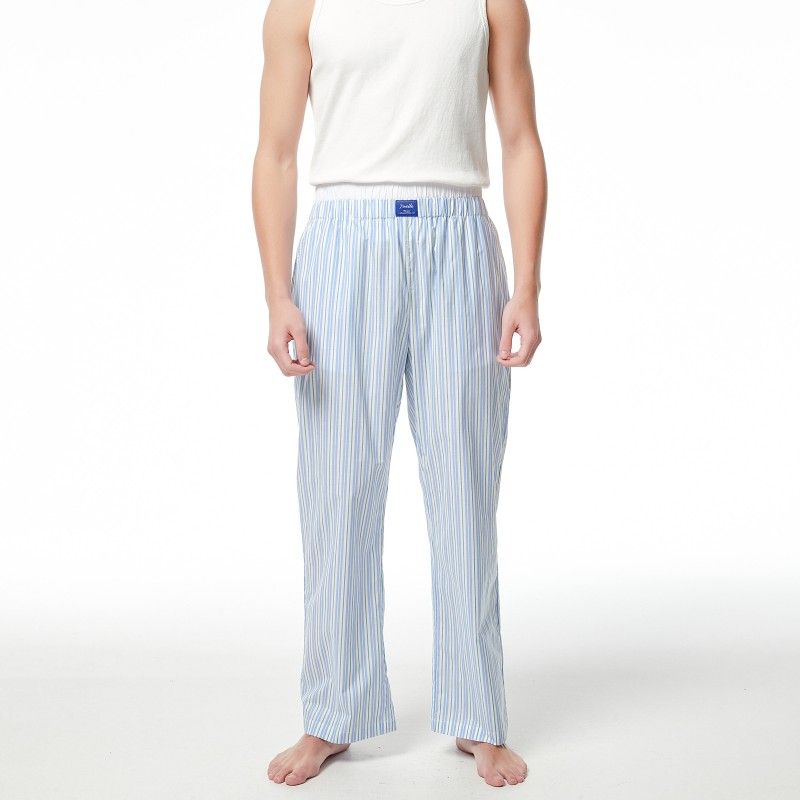 

Double Waist Head Design Summer Thin Men s Home Pants Pants Loose Casual Large Size Pajamas Home Pants Can Be Outwear Men s green waist blue green strip L