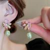 French Retro Drip Diamond Flower Silver Needle Earrings Internet Celebrity Ins Earrings