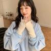 1Pair Autumn and Winter Solid Color Wool Knitted Gloves Female Open Finger Students Touch Screen Warm Gloves Thickened Knitted Wrist Guards