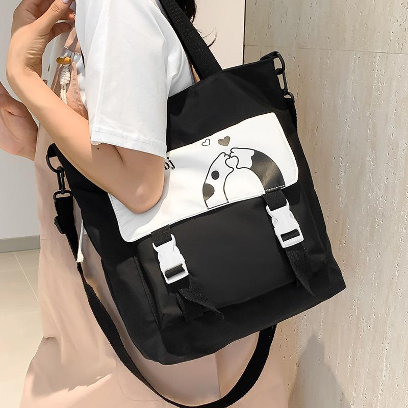 College Student Canvas Bag Women New Fashion Commuter Handbag Women Ins High School Students One-shoulder Tutoring Bag