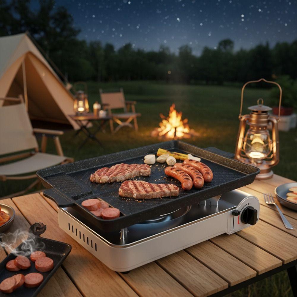 Non-stick Korean-style Barbecue Pan Rectangular Grill Tray Multifunctional Barbecue Plate Picnic