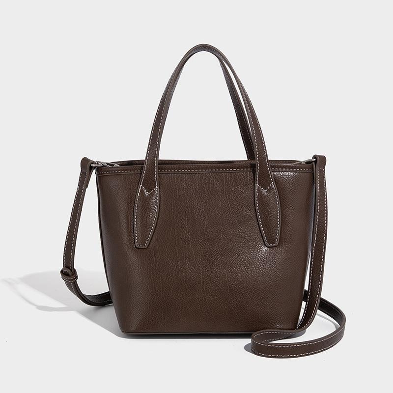 Vintage High-End Feel Handheld Bucket Bag for Women 2025 New Casual Basket Bag Simple Casual Commuter Women's Bag