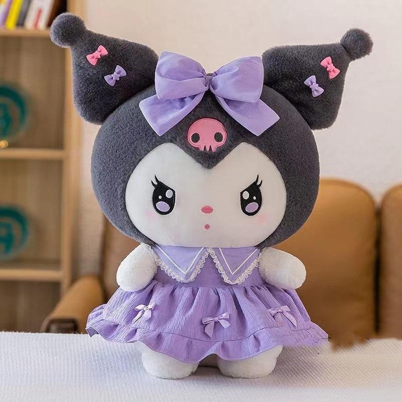 Fialové šaty Kuromi plyšová hračka plyšák společník na spaní panenka Melody pro dívky dárek k narozeninám