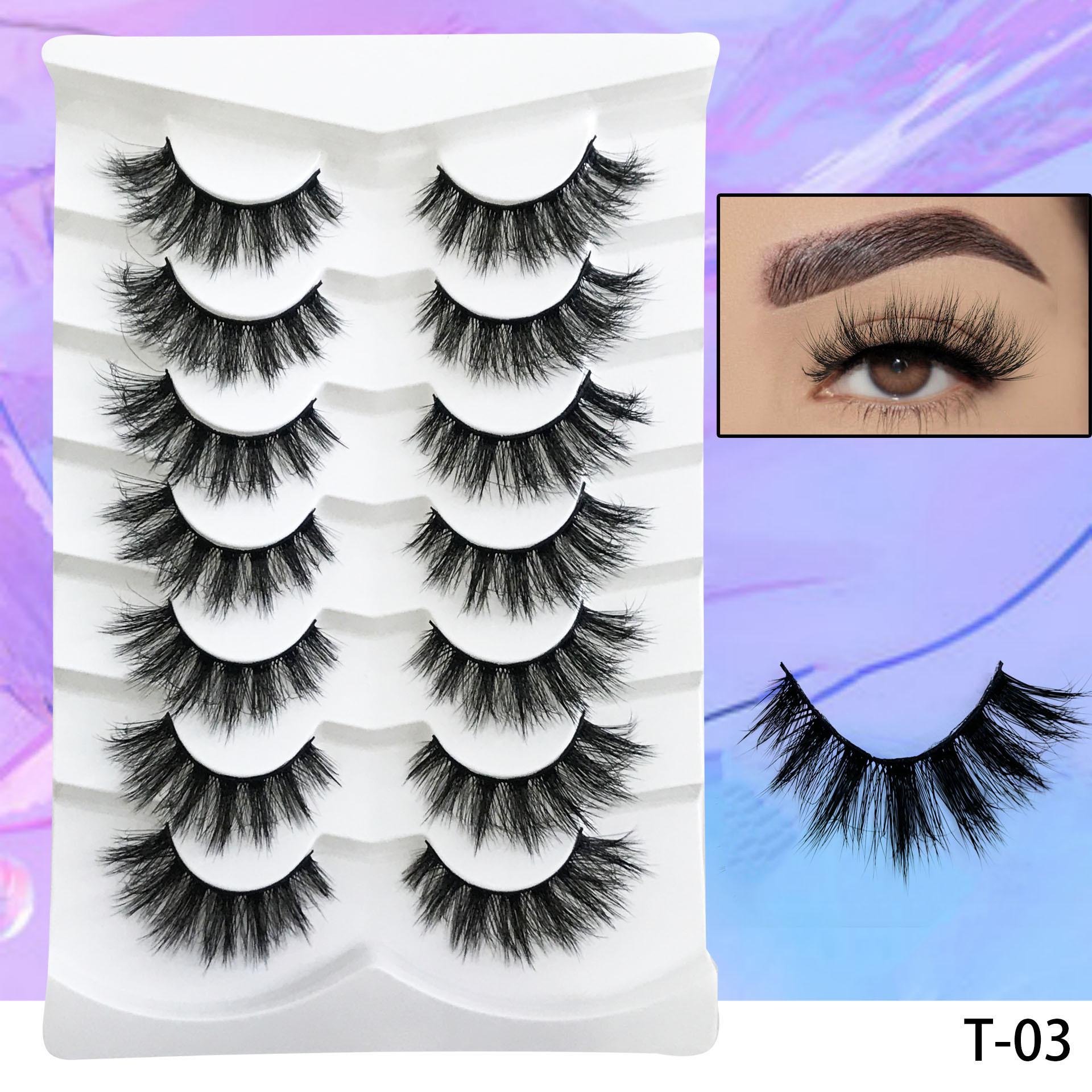 

7 Pairs Faux Mink Eyelashes: Natural, Thick European & American Style