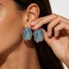 Ins Cool Wind Blue Grey Light Water Pattern Earrings with a Niche Temperament, Women's Fashion High End Design Earrings