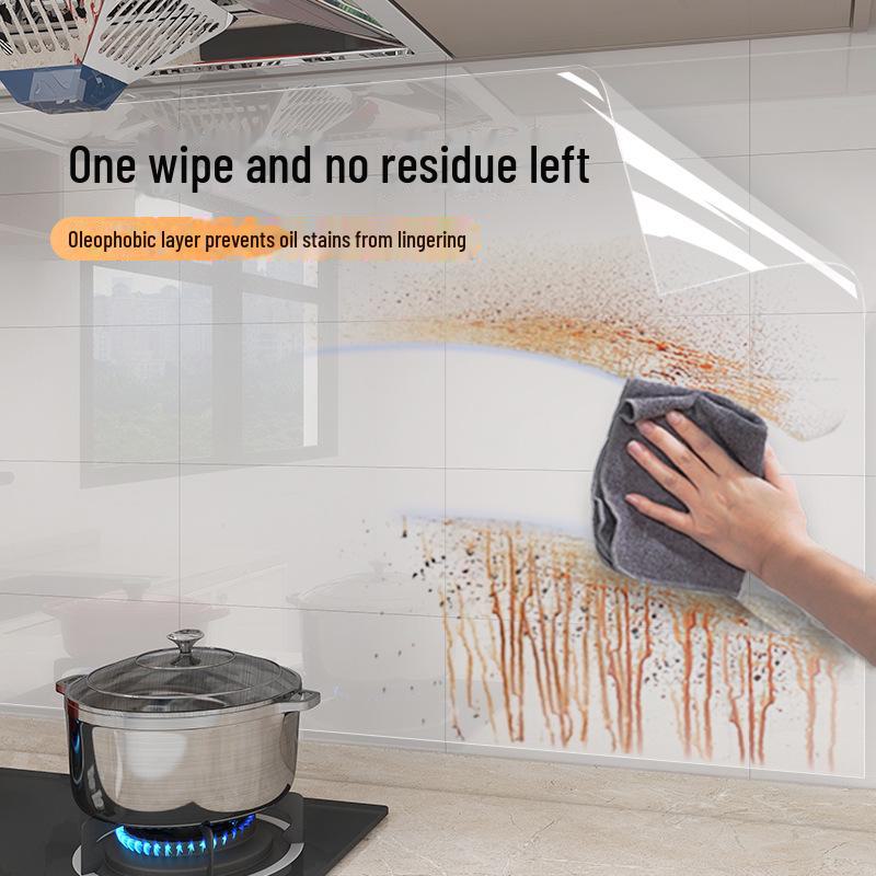 Waterproof Transparent Anti-Static Kitchen Oil Stickers: High Temperature Resistant, Self-Adhesive Wallpaper for Stove and Range Hood.