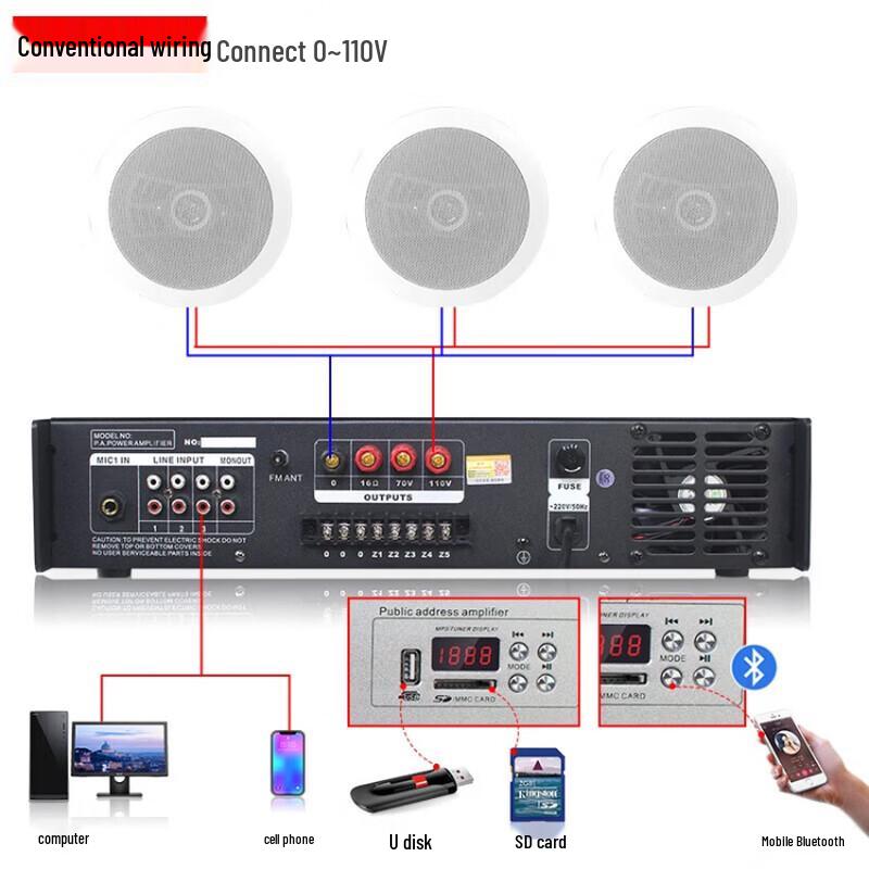 LINGSHENG In-Ceiling Speaker CN plug (adapter included)
