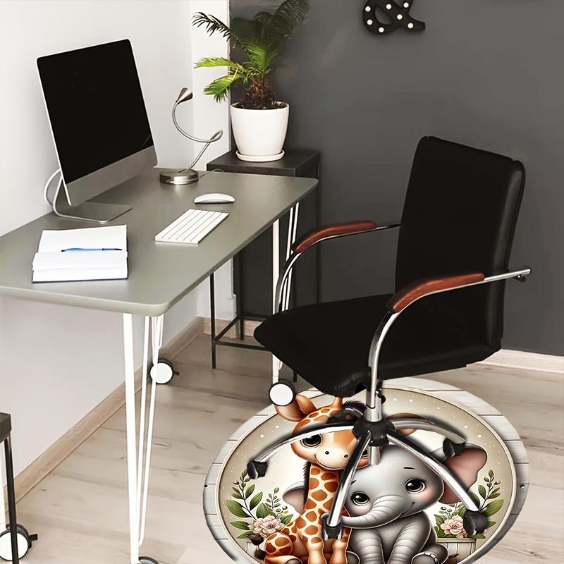 1PC Giraffe Elephant Non-Slip Floor Round carpet, Office, family, bedroom, Large Area Rug Indoor Rugs, Vibrant Colors-Z0462 80cm by 80cm