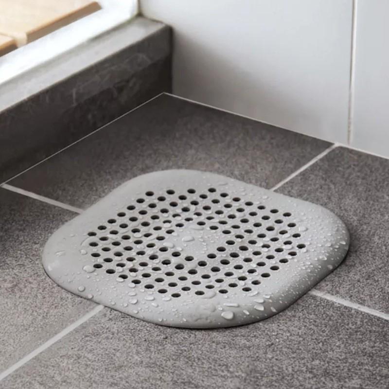 Square Silicone Bathroom Drain Cover, Anti-Clogging Hair Filter