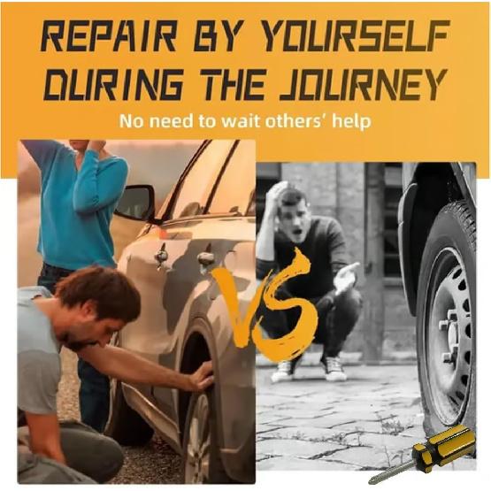 Tire Repair Nails Kit for Car/Motorcycle/Truck – Fast Self-Service Tire Repair Tools, Screw in Tire Repair Plugs with Box and Screwdriver, Vacuum