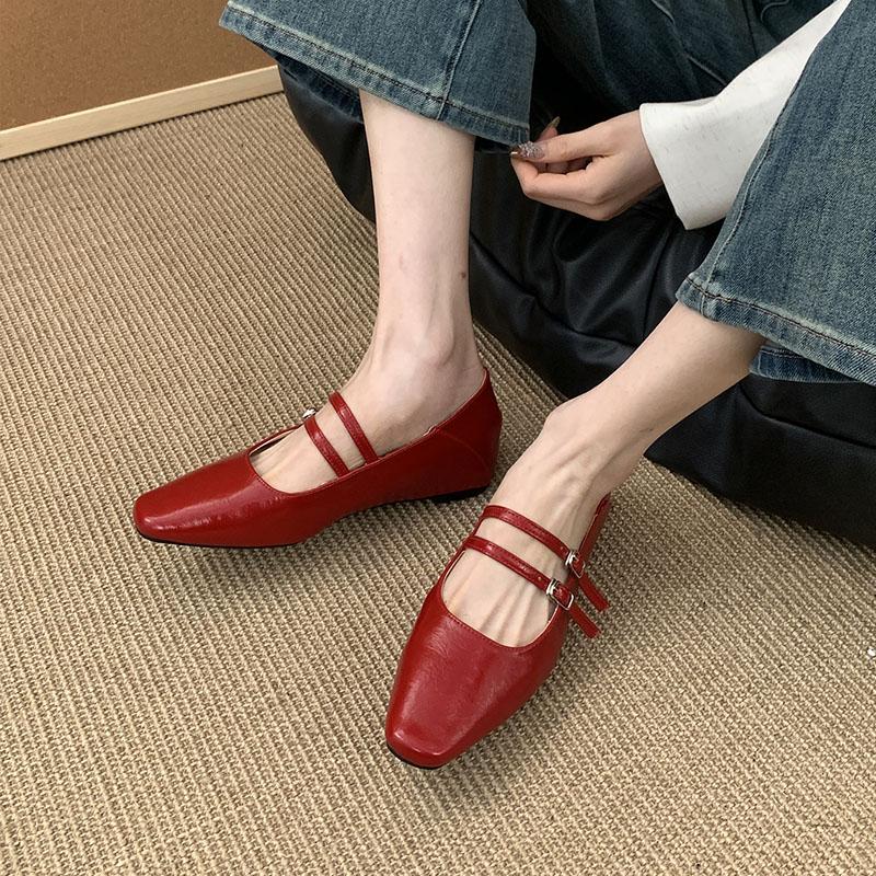 Fashion Female Silver Footwear With Height Increasing Buckle Strap Ladies Mary Janes Shoes Fashion Shallow Women Flats With Shoes