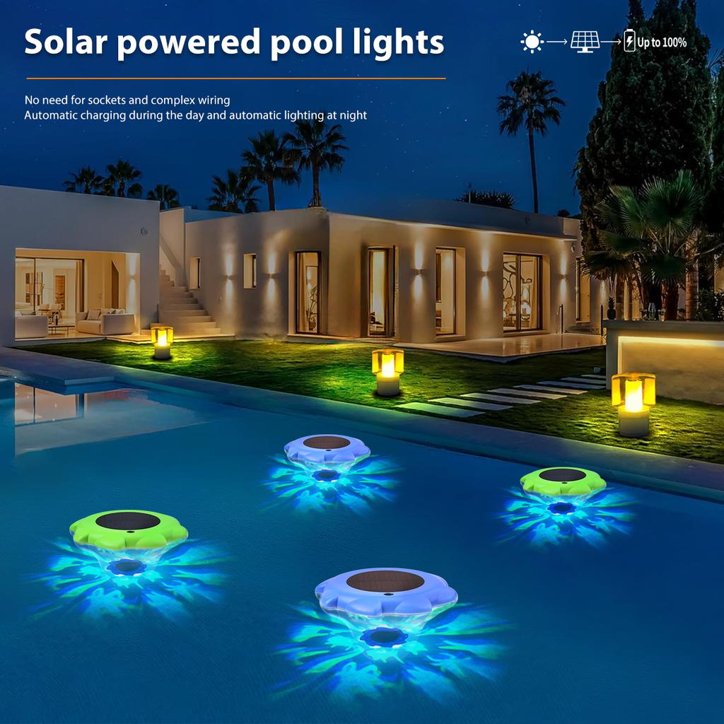 LED Solar Floating Pool Light RGB Waterproof Outdoor Above Ground Pool Lamp For Swimming Pools Party Hot Tub Decor Accessory