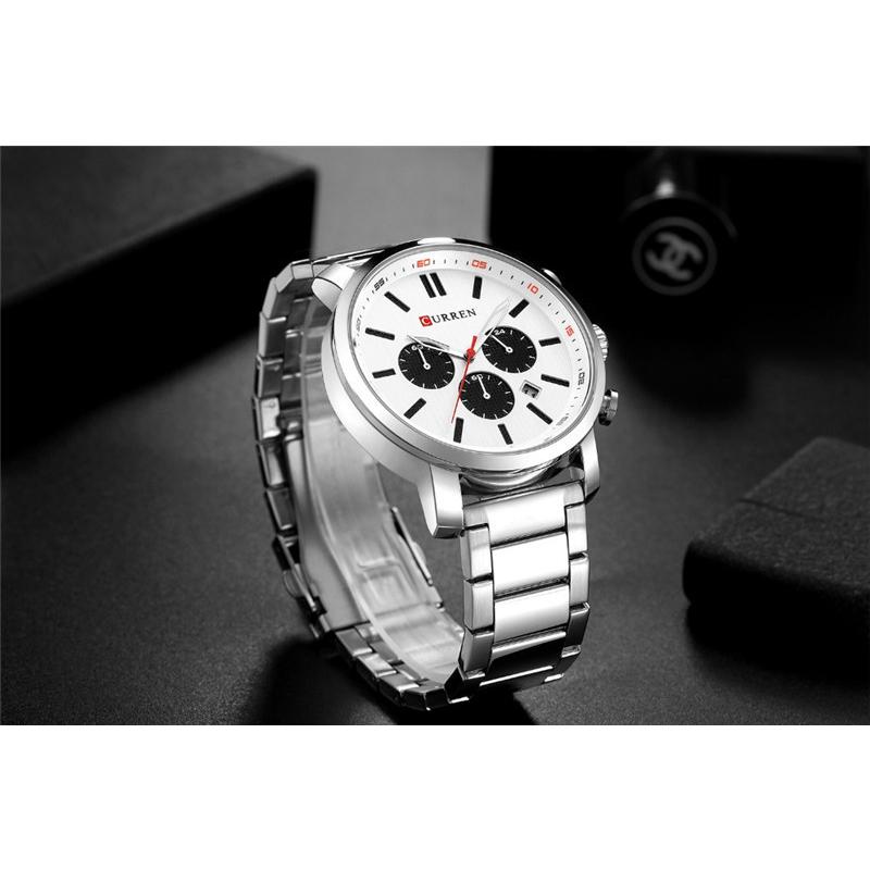 CURREN New Men's Watch Casual Quartz Watch True Three Eyes Business Steel Band Watch Simple Watch