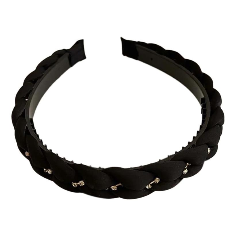 

Studded Rhinestones Handmade Rhinestones Headbands Hair Hoop for Masquerades One Size чорний