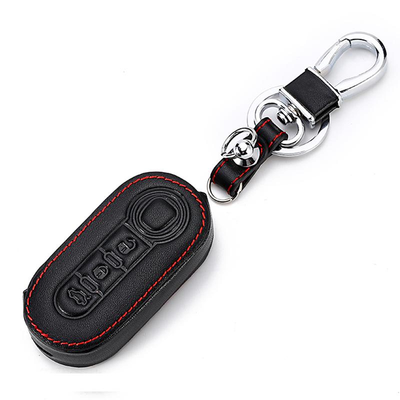 Leather Car Key Case Cover For Fiat Panda Stilo Punto Doblo Grande ducato 500x accessories Ducato palio grande egea freemont