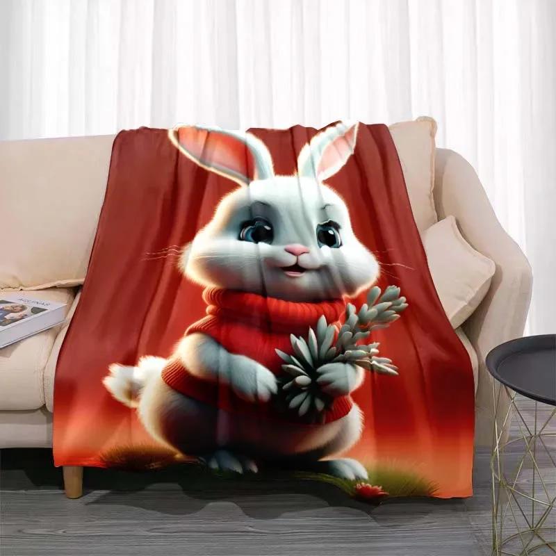 3D Cartoon rabbit pattern printed blanket for living room bedroom home decor children's room bed blanket picnic blankets Luxury