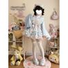 Toku and Yu Lolita Maid Japanese Kimono with Ribbon and Tassel Cute Checked Long Mori Girl Perfect for Tea School and Costumes Size Dress, Style,