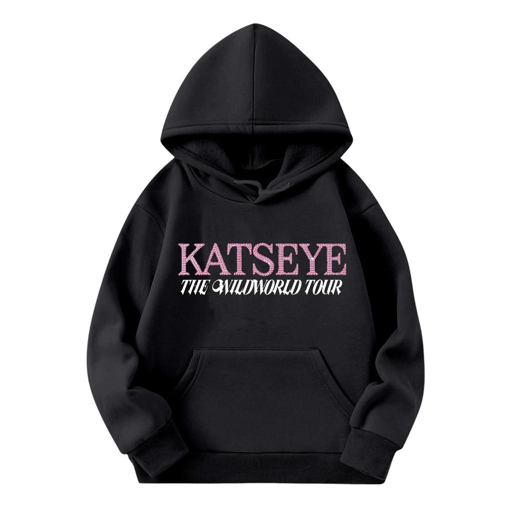 Girls' Fashion Long-Sleeve Hooded Sweatshirt with Print and Pockets