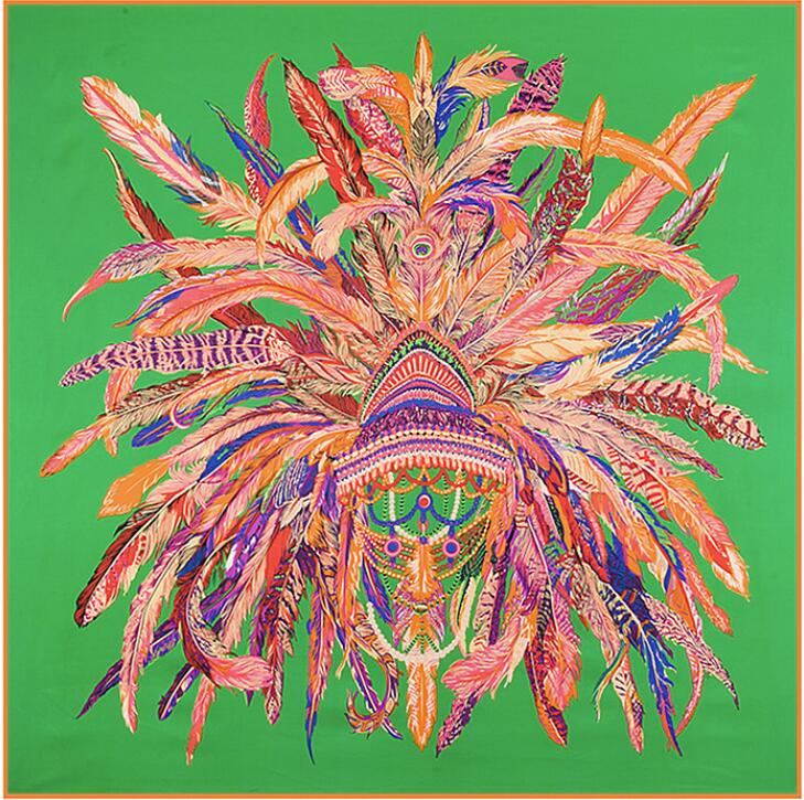 Silk Scarf Women Large Shawls Stoles Cashew Print Square Scarves Echarpes Foulards Femme Wrap Bandanas 130*130CM